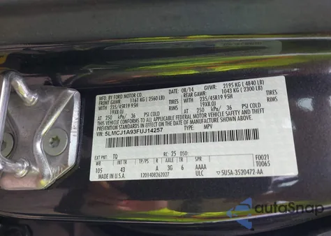 2015 Lincoln Mkc z USA, uszkodzony, nr VIN 5LMCJ1A93FUJ14257